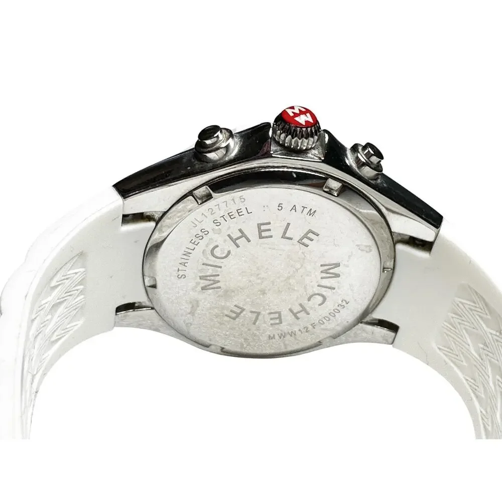 Michele Tahitian Jelly Bean Chronograph 38mm Silver Dial Stainless Steel Watch